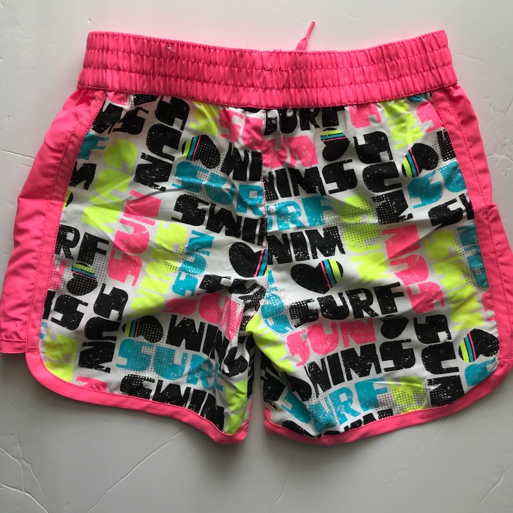 Justice Girls Board Shorts Swimsuit. Pink/Blue Multi. Large size 14. - Picture 4 of 4